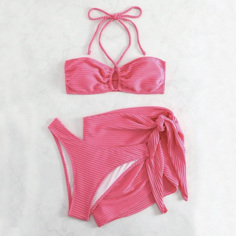 3pcs Stripe Swimsuit- Summer Beach Bikini