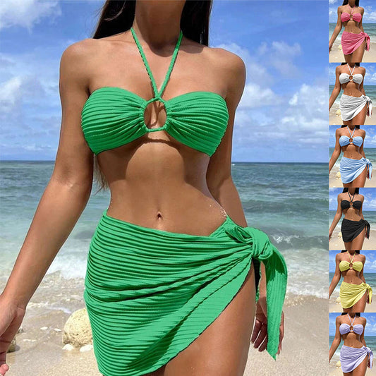 3pcs Stripe Swimsuit- Summer Beach Bikini