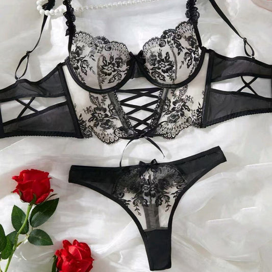 Mesh Exquisite Flowers lingerie